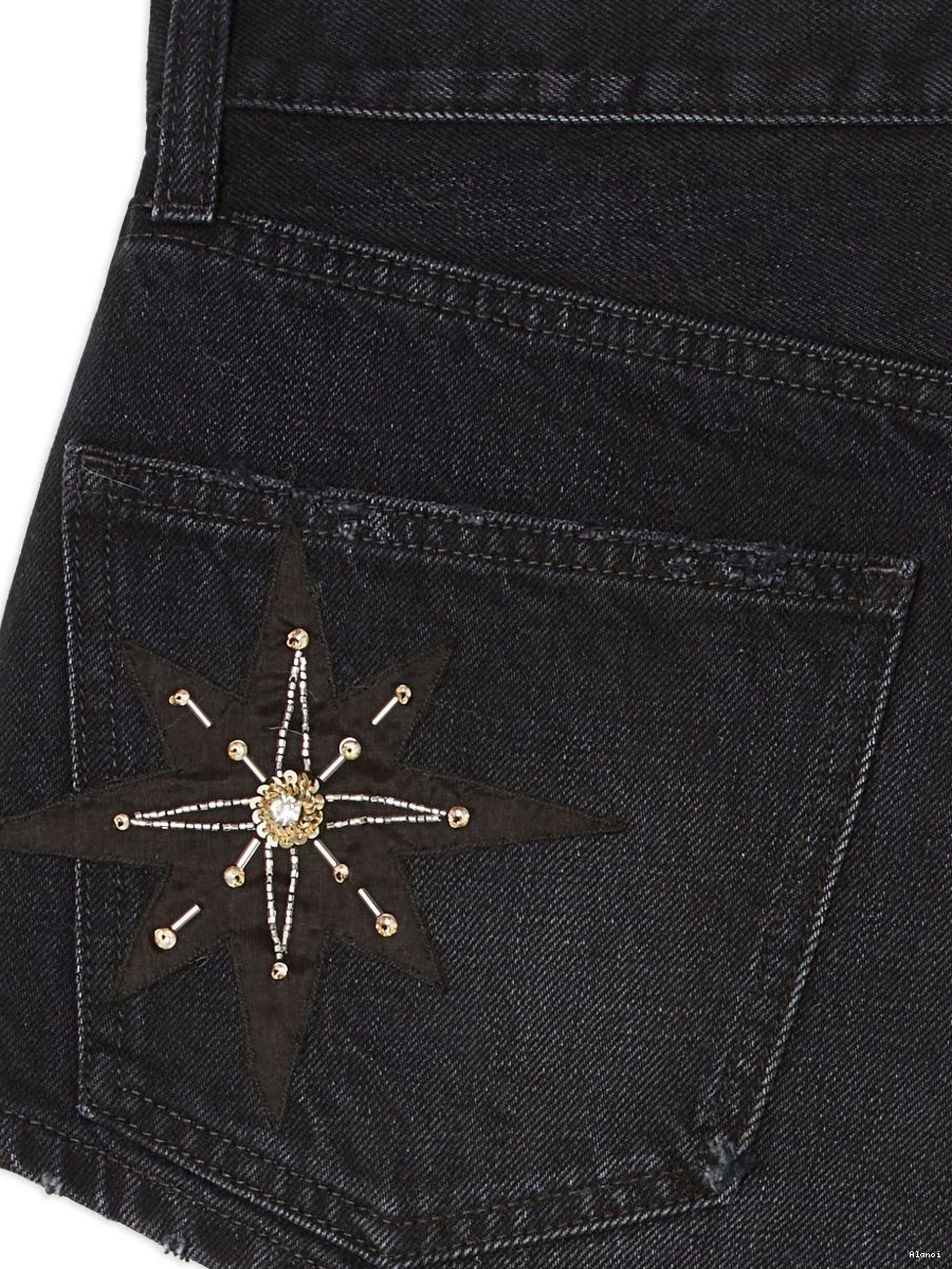 Affordable denim Alanui shorts The Women Wandering Star 0702